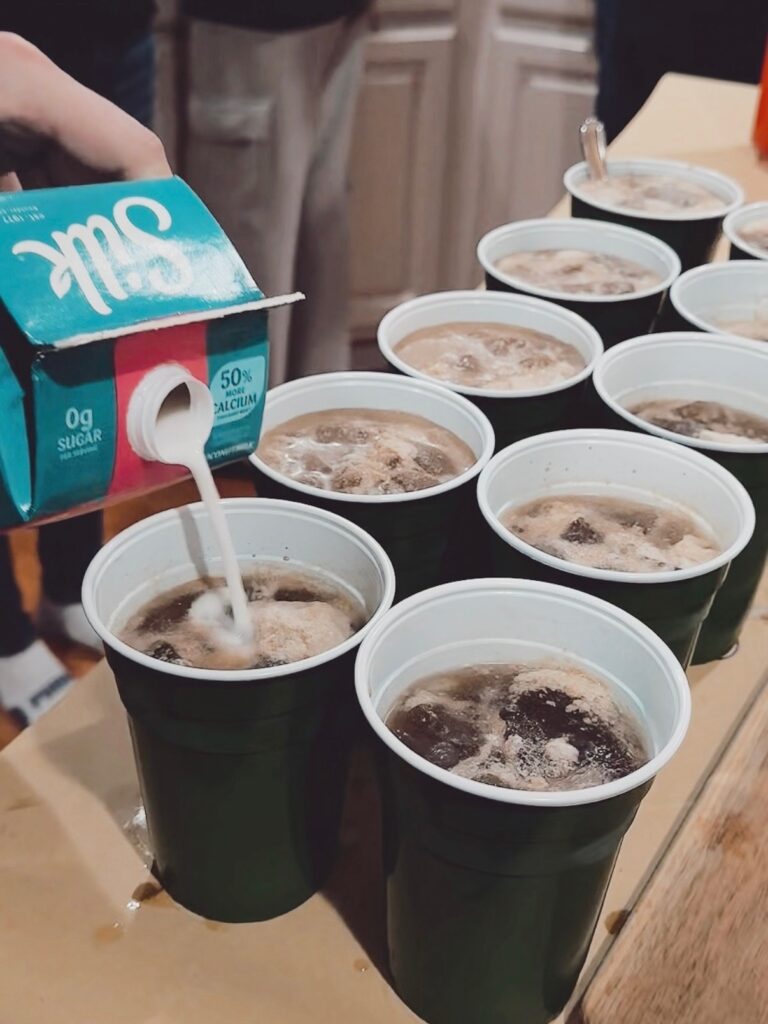 mocktails with friends, coco loco in the making