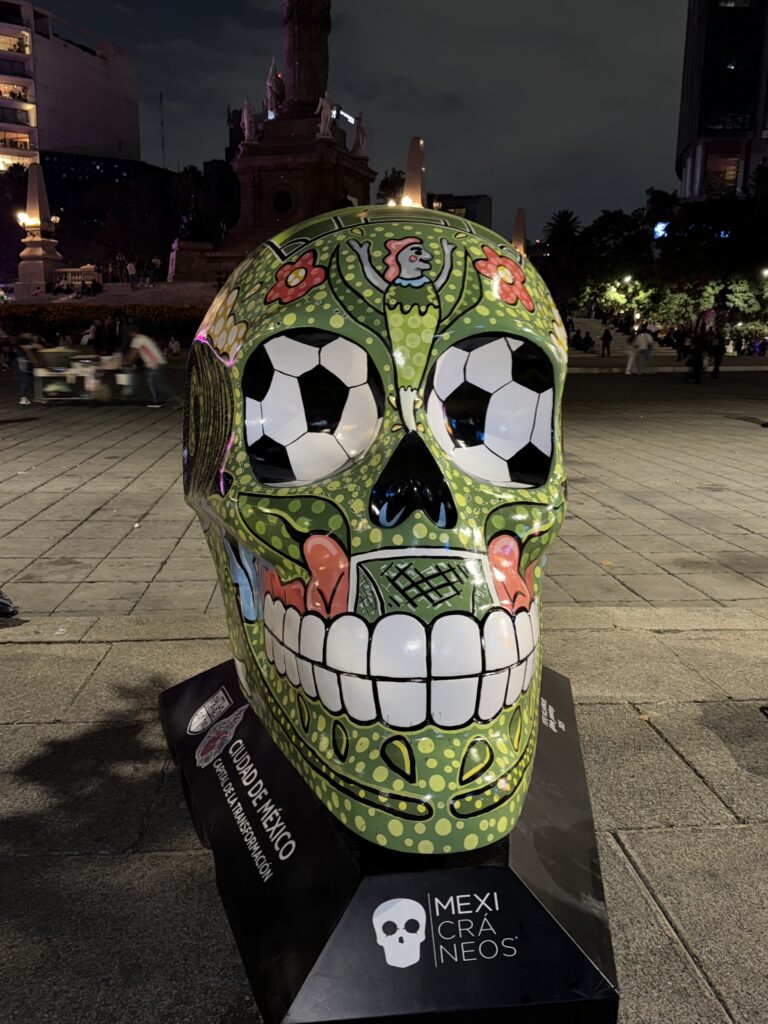 Día de los Muertos decor in the streets of Mexico City