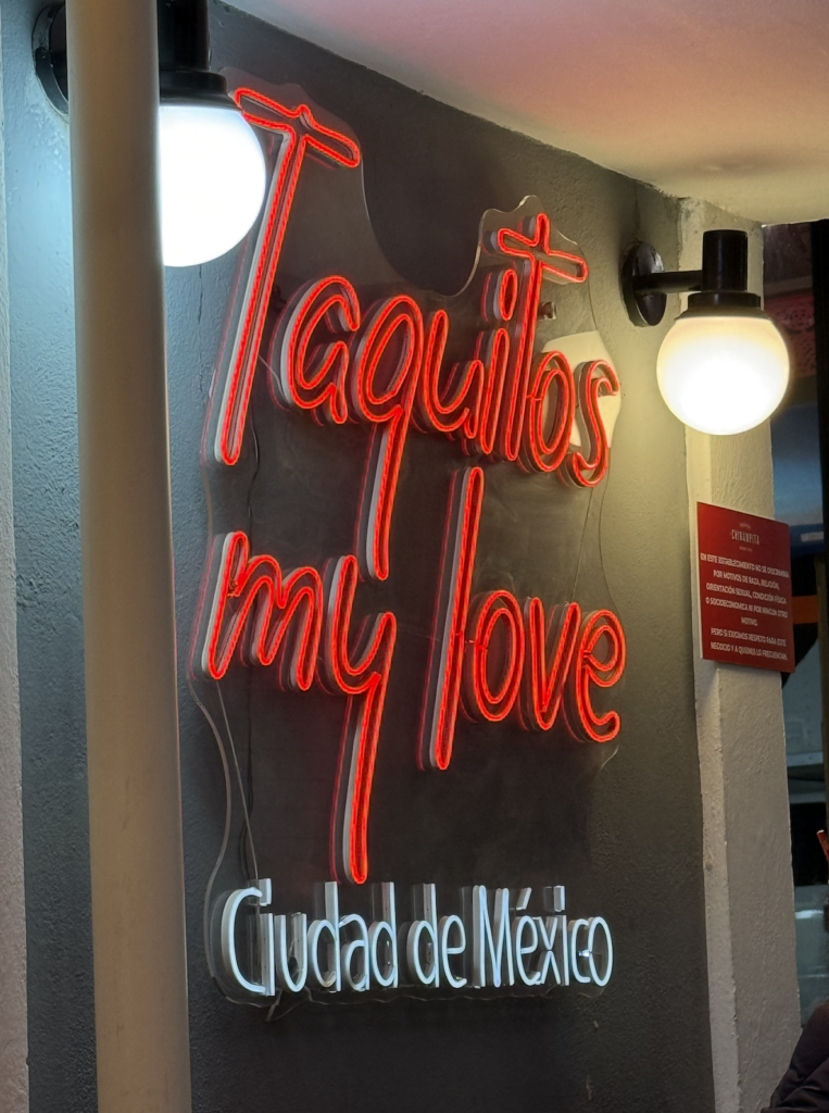 Had tacos and lots of different sauce options in Chinampita Reforma, Mexico City, Mexico