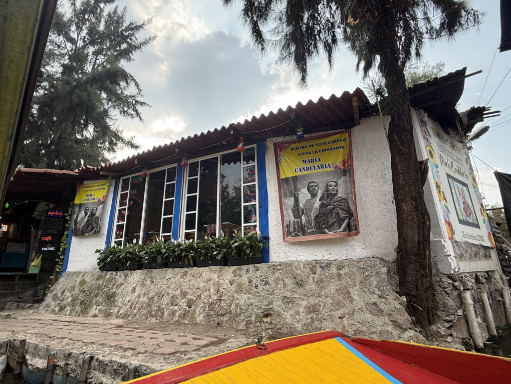 Riding gondolas in Xochimilco, Mexico, stop at Maria Candelaria, a famous actress' house