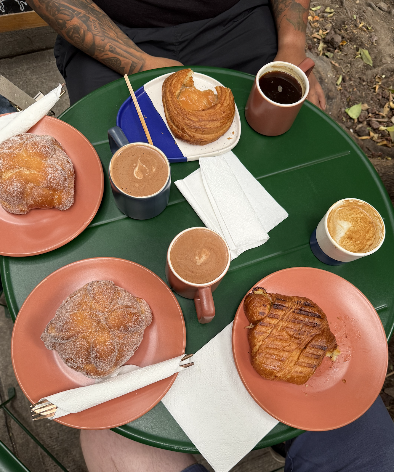 Taller Masa coffee shop in Mexico City, Mexico, Roma Norte town, pan de muerto and coffee