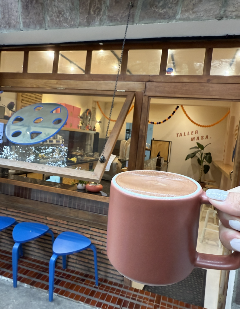 Taller Masa coffee shop in Mexico City, Mexico, Roma Norte town, pan de muerto and coffee